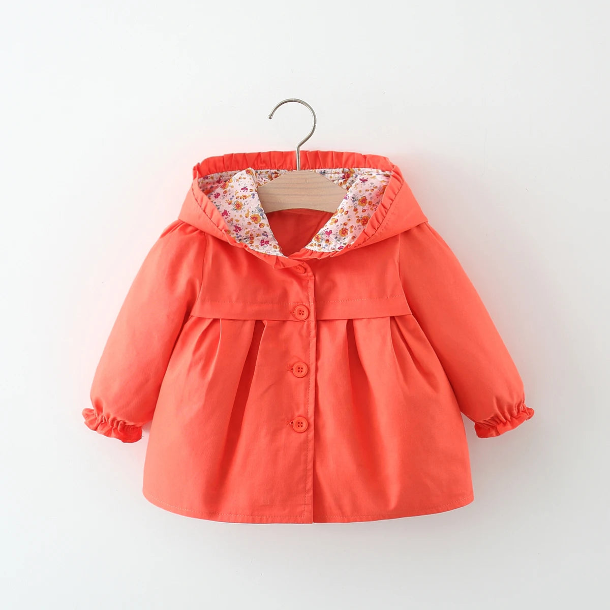 Baby Girl'S Winter Cute Solid Color Girl'S Jacket Sweet Beauty Baby Floral Hooded Jacket Long Sleeved Jacket (0-3 Years Old)