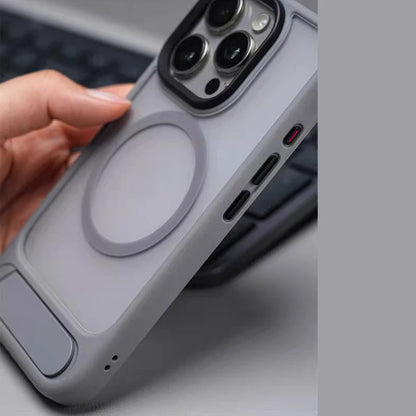 Invisible Folding Stand for Magsafe Magnetic Case For iPhone 17 Pro Max 17Pro Air Matte Skin Feel Wireless Charging Hard Cover