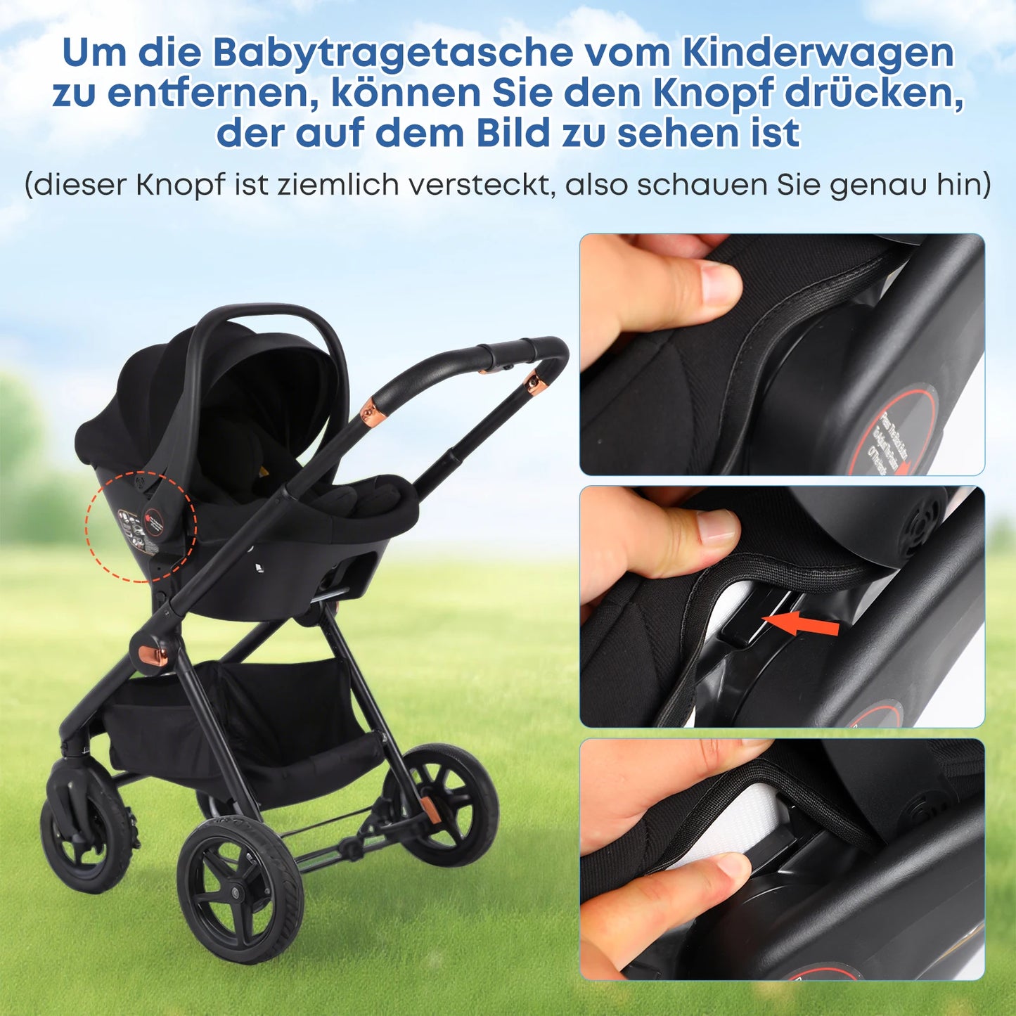 Infant Baby Car Seat Newborn 0-12 Months Max 12kg Sun Canopy Padded Seat 3-Point Safety Belt Side Protection I-Size Baby Car Sea