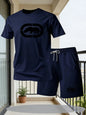 Men's Summer Breathable Sportswear Round Neck Short Sleeved Five Quarter Shorts Lightweight and Comfortable Sports Style Set