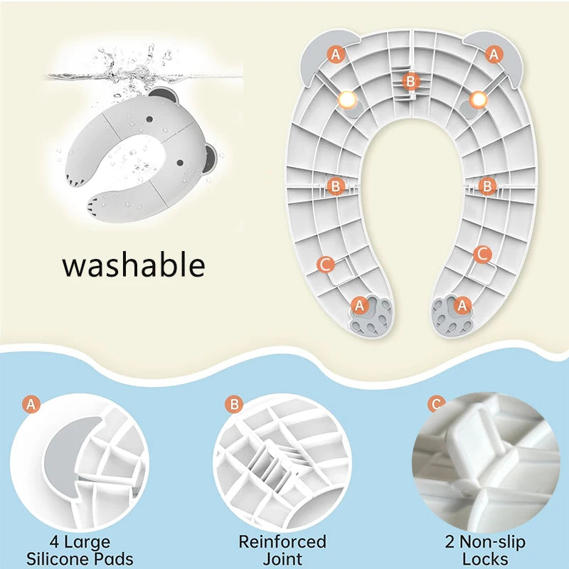 Children's Portable Folding Travel Toilet Seat With Non-Slip Silicone Pad Potty Training Seat for Toddlers, Boys and Girls