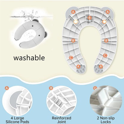 Children's Portable Folding Travel Toilet Seat With Non-Slip Silicone Pad Potty Training Seat for Toddlers, Boys and Girls
