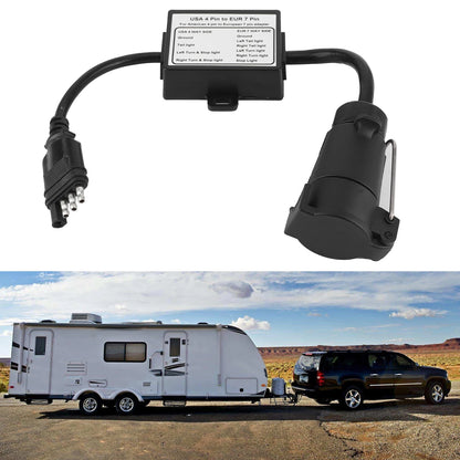 Trailer Connector Light Converter USA 4 Pin to EUR 7 Pin Adapter Stop/Brake Signal Separating 4 Pin to 7 Pin Trailer Adapter