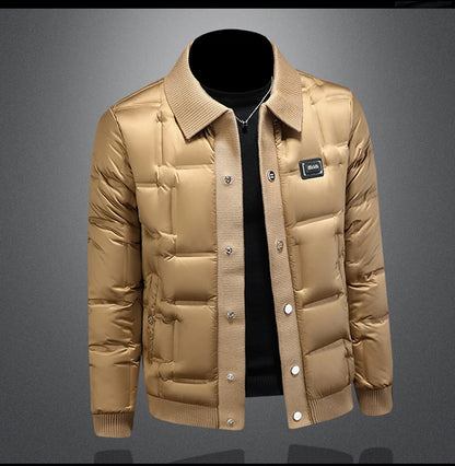 Minglu Autumn Winter Single Breasted Men's Jackets High Quality Solid Color White Duck Down Casual Down Male Coats Plus Size 5XL