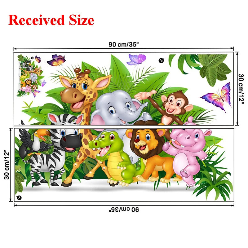 Cute Forest Animals Wall Stickers for Kids Rooms Children Boys Girls Baby Room Decoration Nursery Wallpaper Vinyl Elephant Lion