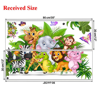 Cute Forest Animals Wall Stickers for Kids Rooms Children Boys Girls Baby Room Decoration Nursery Wallpaper Vinyl Elephant Lion