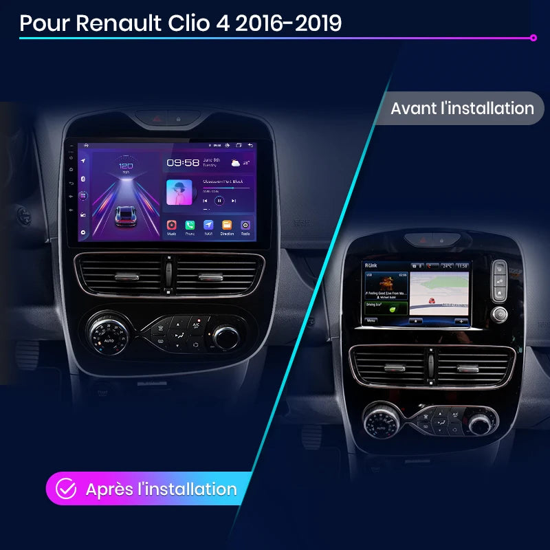 Junsun Wireless CarPlay Android Auto Car Radio for Renault Clio 4 2012- 2017 2 DIN Multimedia Stereo with Built-in Cooling Fan GPS Navigation SWC Bluetooth FM RDS DSP IPS Screen Car Intelligent Systems 4G WiFi 8 Core
