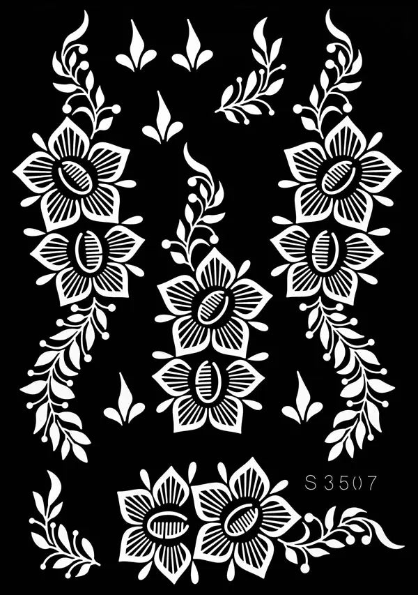 Flower Tattoo Stencil Reusable Henna Template for Hand and Body Henna Tattoo Design for Wedding Festival Party Tattoo Tools