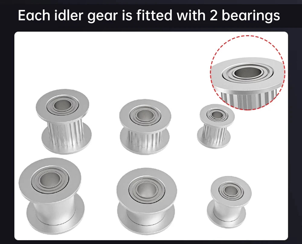 GT2 Idler Timing Pulley 16-tooth 20-Teeth with 3mm or 5mm Bore with Bearings for 3D Printer Parts Timing Belt 6mm 10mm
