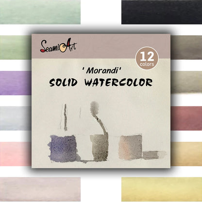 SeamiArt 12Color Skin/Ocean/Candy/Morandi Solid Watercolor Set Simple Package for Painting Art Supplies