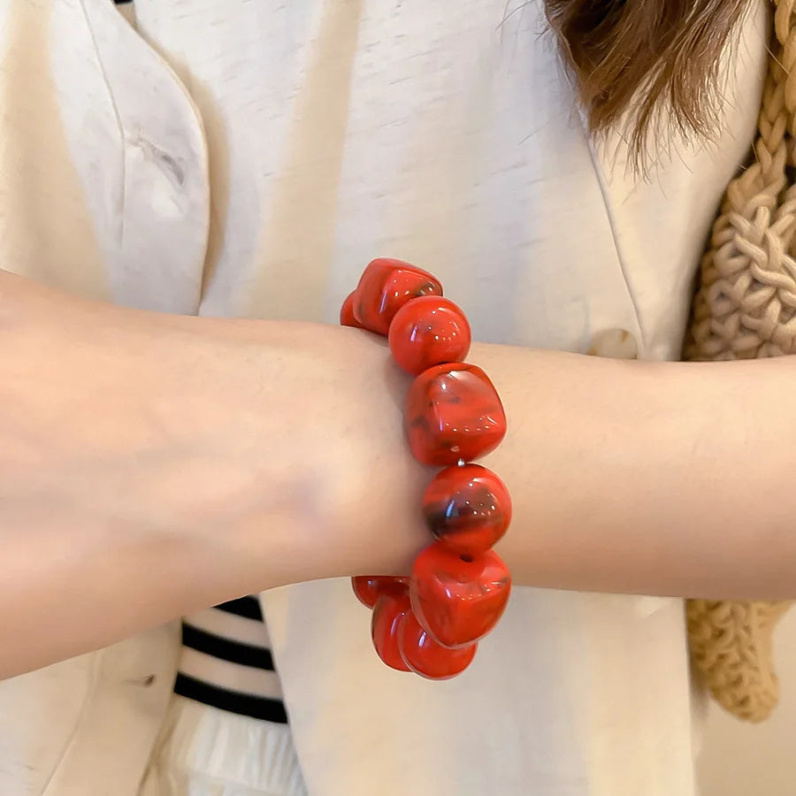 Acrylic Irregular Square Round Beaded Bracelet for Women European and American Simple Bracelet Korean Fashion Hand Accessories
