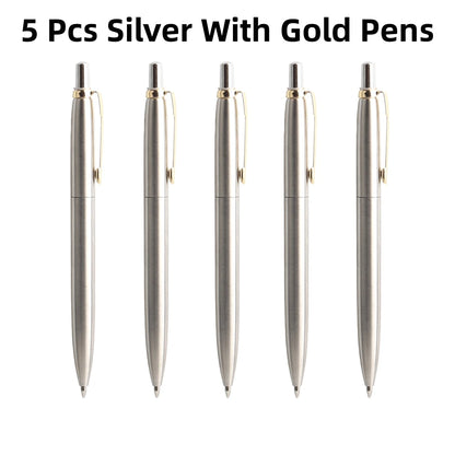 5Pcs/Set Metal Ballpoint Pen Promotional Pens G2 Refill Blue Ink Automatic Ballpoint Pens Set For School stationery office Pen