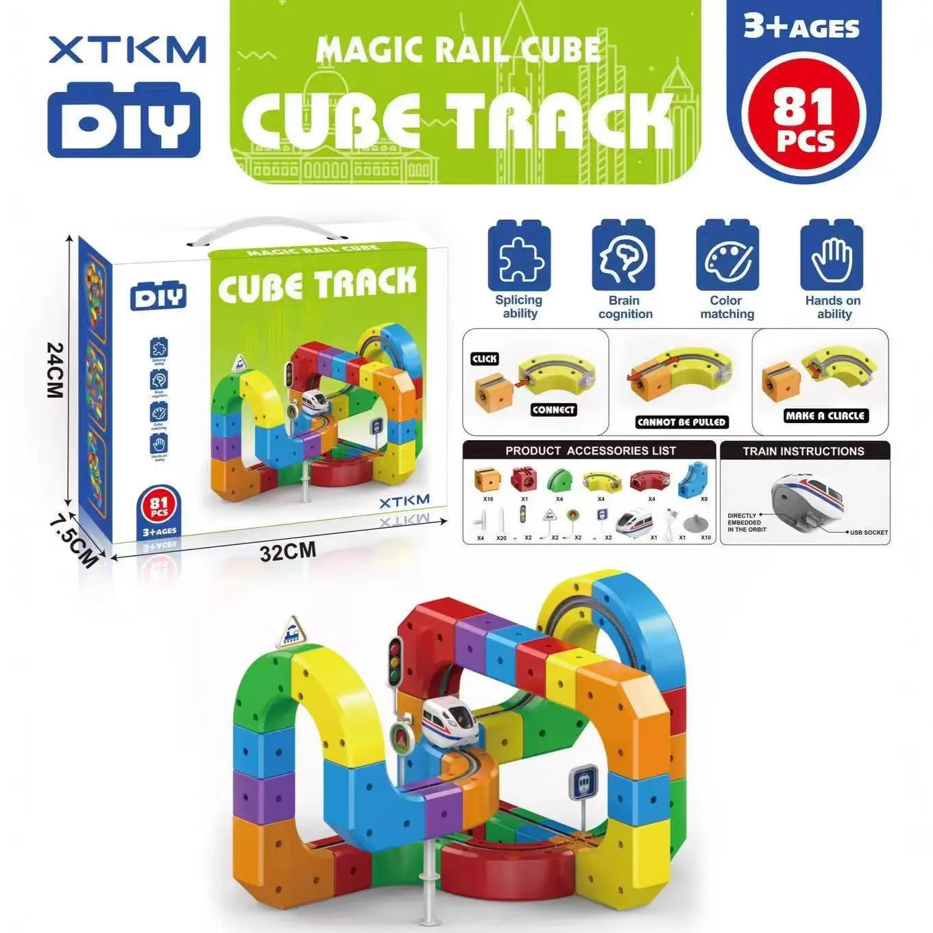Electric Magnetic Track Set STEM Building Toy with Anti-Gravity Vehicles 100+ Pieces DIY Railway Model Creative Gift for Kids