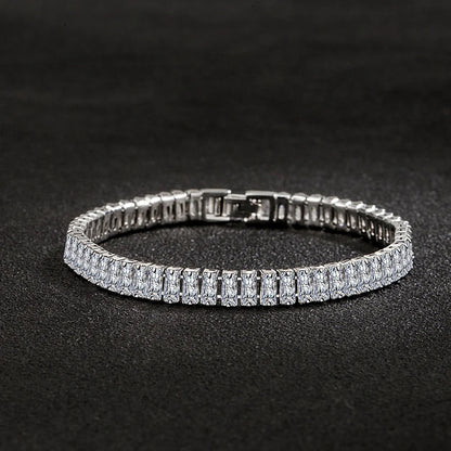 luxury designer 925 Silver fine Crystal Bracelet For Women fashion Jewelry Engagement Wedding Glamour 18CM