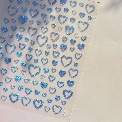 Bohemian Pattern Colorful Love Heart Moon Pearl Crystal Rhinestone 5D Nail Art Sticker Self Adhesive Decoration Manicure Decal