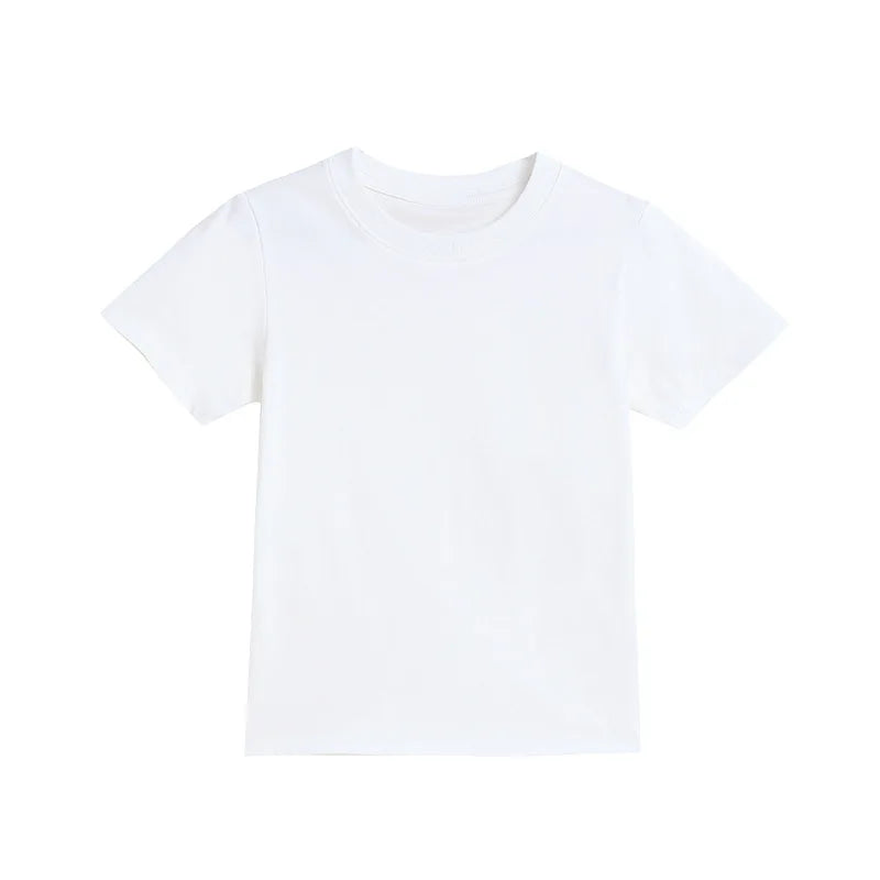 2-16 Years Summer Kids Boys Girls T-shirts Solid Cotton Breathable Teenager Short Tops Children's Tees Casual Shirt Baby Clothes