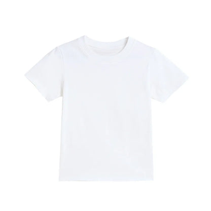2-16 Years Summer Kids Boys Girls T-shirts Solid Cotton Breathable Teenager Short Tops Children's Tees Casual Shirt Baby Clothes