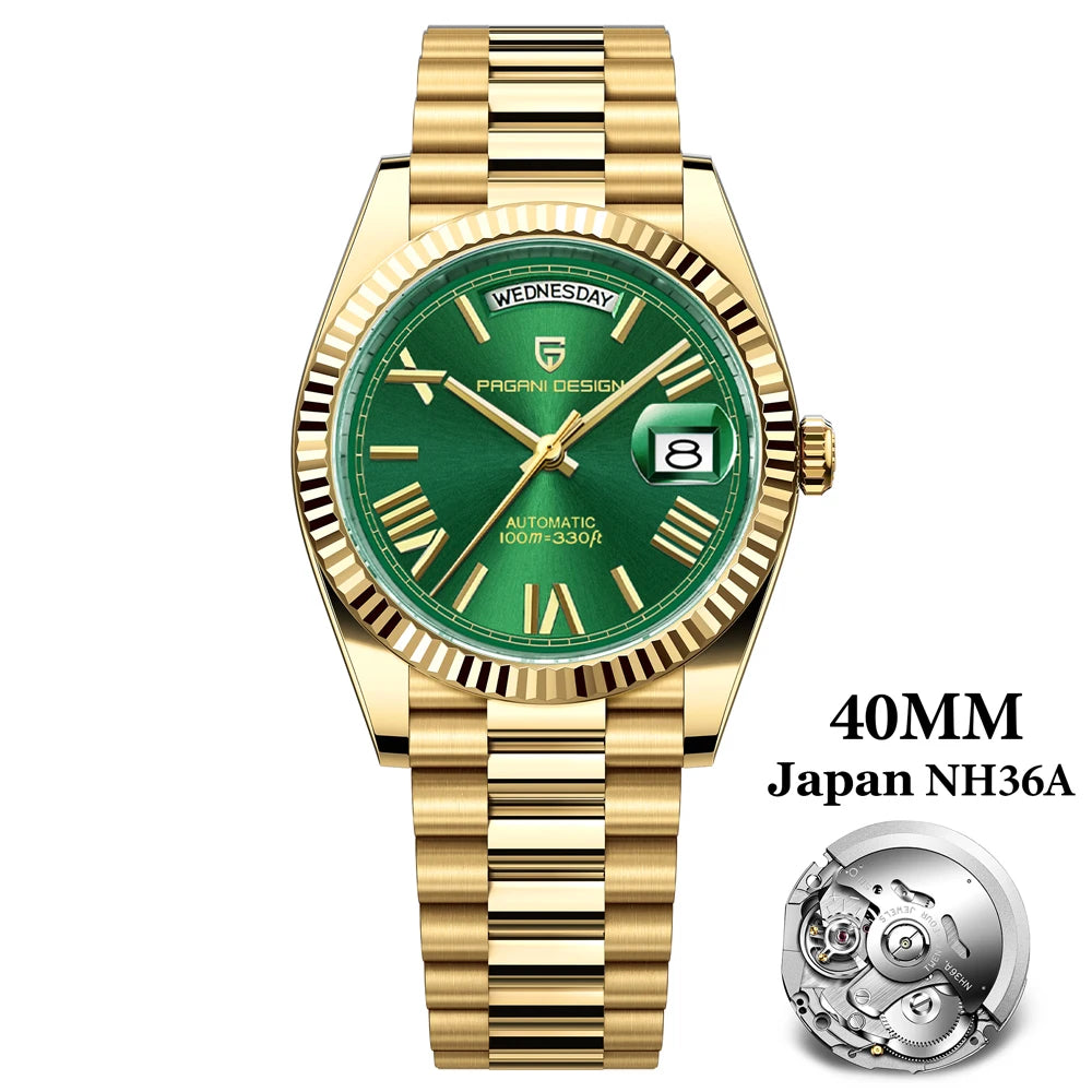 PAGANI DESIGN 2026 New Luxury Rose Gold DD40 Automatic Watch For Men 8285 Mechanical Wristwatch Men Stainless Steel Waterproof