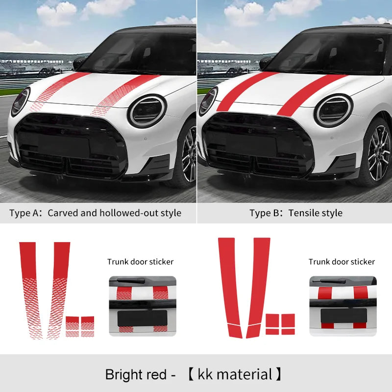 Car Engine Hood Vinyl Trunk Decal Stickers For Mini Cooper F56 F60 F55 F54 R56 R60 F65 F66 U25 J01 Countryman Car Accessories