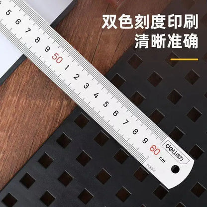 Deli 1 Pcs 15/20/30/50cm Multi-standard Measuring Ruler Stainless Steel Woodworking Portable Hand Percision Measuring Tools