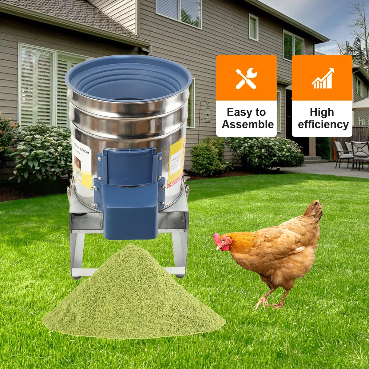 30L Stainless Steel Electric Feed Grinder 550W Vegetable Fruit Shredder 400kg/h for Chickens Ducks Livestock, Side Open Drum 220V Feed Chopper with Copper Motor