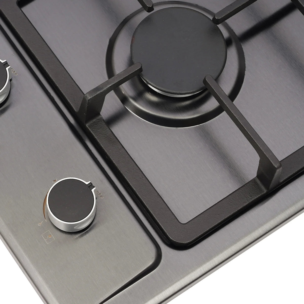 2-Burner Stainless Steel Gas Hob 3KW+1.75KW Portable Gas Stove Countertop/Flush Mounted 51*31*10cm