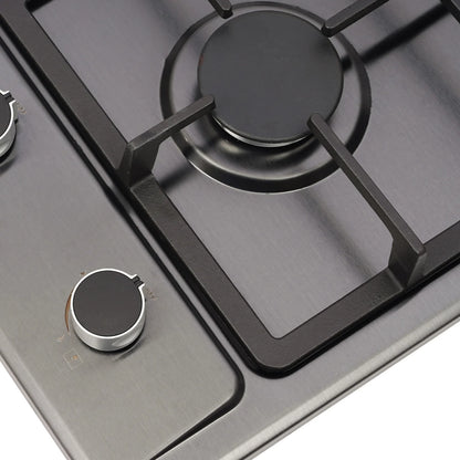 2-Burner Stainless Steel Gas Hob 3KW+1.75KW Portable Gas Stove Countertop/Flush Mounted 51*31*10cm