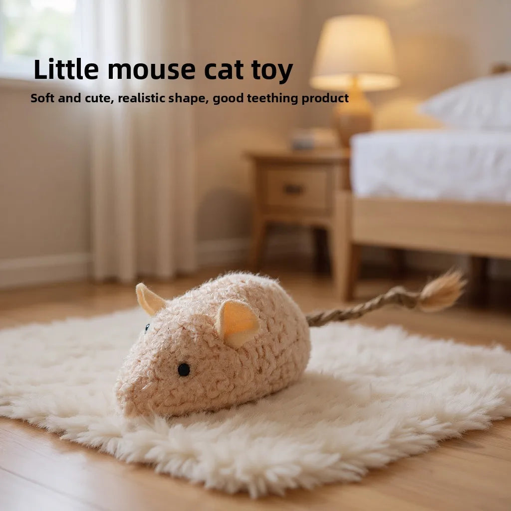 New Cat Toy Simulation Plush Grass Mouse Self Entertaining Chew Resistant Interactive with Catnip for Kitten Pet Play