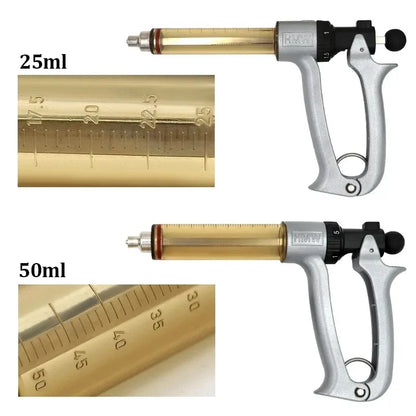 25/50ml Semi-Automatic Veterinary Continuous Syringe Animal Injection Adjustable Vaccine Syringe for Livestock Cattle Sheep