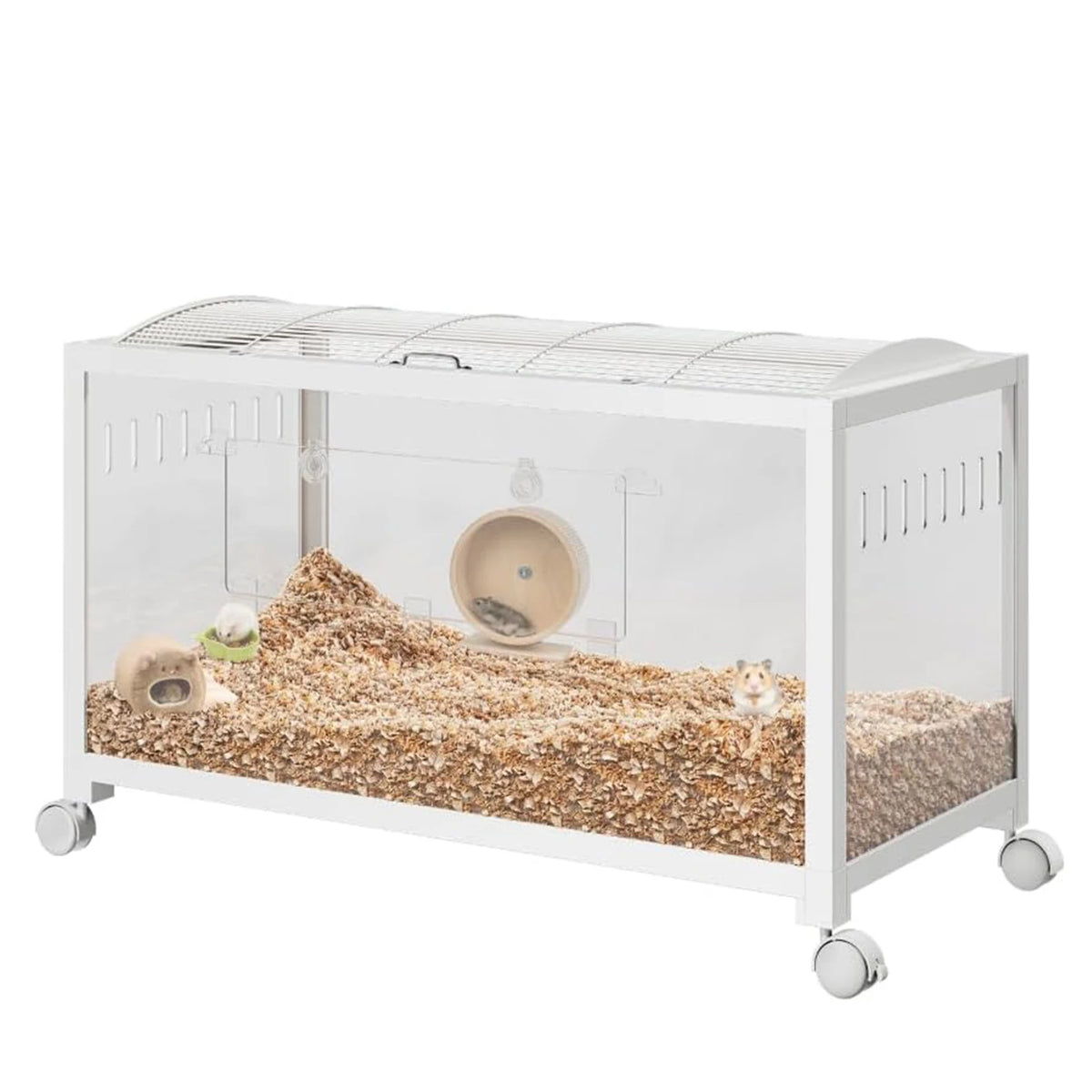Large Assembled Hamster Cage with Wheels & Acrylic Panels, Small Animals Habitat for Guinea Pig, Gerbil,Mice,Pet Products