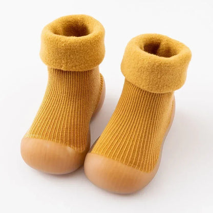 Baby Winter Booties Non-Slip Soft Sole Shoes with Cotton Socks Warm Fleece-Lined Infant First Walkers for Boys Girls 0-4T