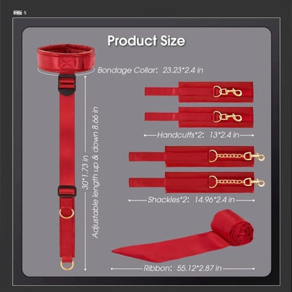 Adjustable Handcuffs and Leg Cuffs PU Collar and Bra Couple Toys BDSM Training Bondage Sex Toys SM Slave Props for Men and Women