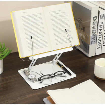 Adjustable Reading Stand360360-Degree Rotating Book Stand Foldable Desktop Bookshelf Elastic Clip Page Neck Protection Book Stan