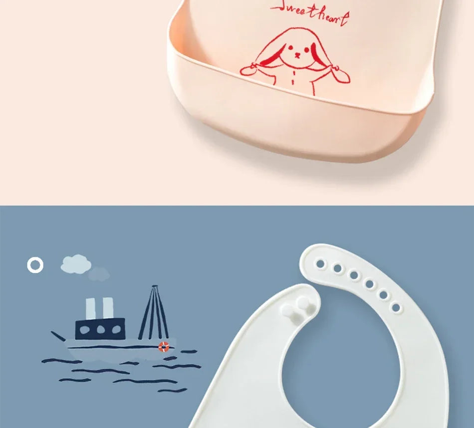 Soft Silicone Baby Bibs Boys Girls Stuff Waterproof Bib Feeding Infant Newborn Cartoon Aprons Toddlers Bibs Burp Cloths Bandana