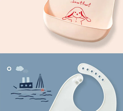 Soft Silicone Baby Bibs Boys Girls Stuff Waterproof Bib Feeding Infant Newborn Cartoon Aprons Toddlers Bibs Burp Cloths Bandana