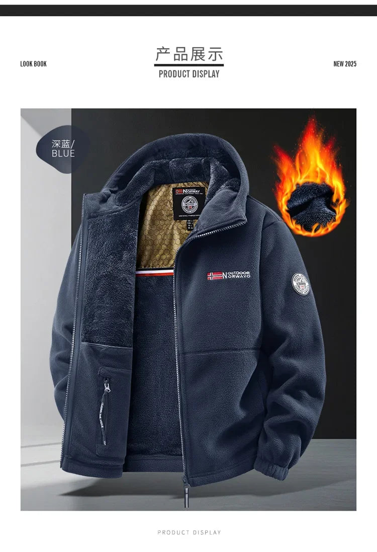 Autumn and Winter New Retro Trendy Jacket Men's Double Sided Polar Fleece Business Leisure Outdoor Couple Coat Top