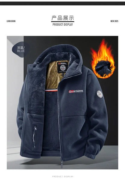Autumn and Winter New Retro Trendy Jacket Men's Double Sided Polar Fleece Business Leisure Outdoor Couple Coat Top