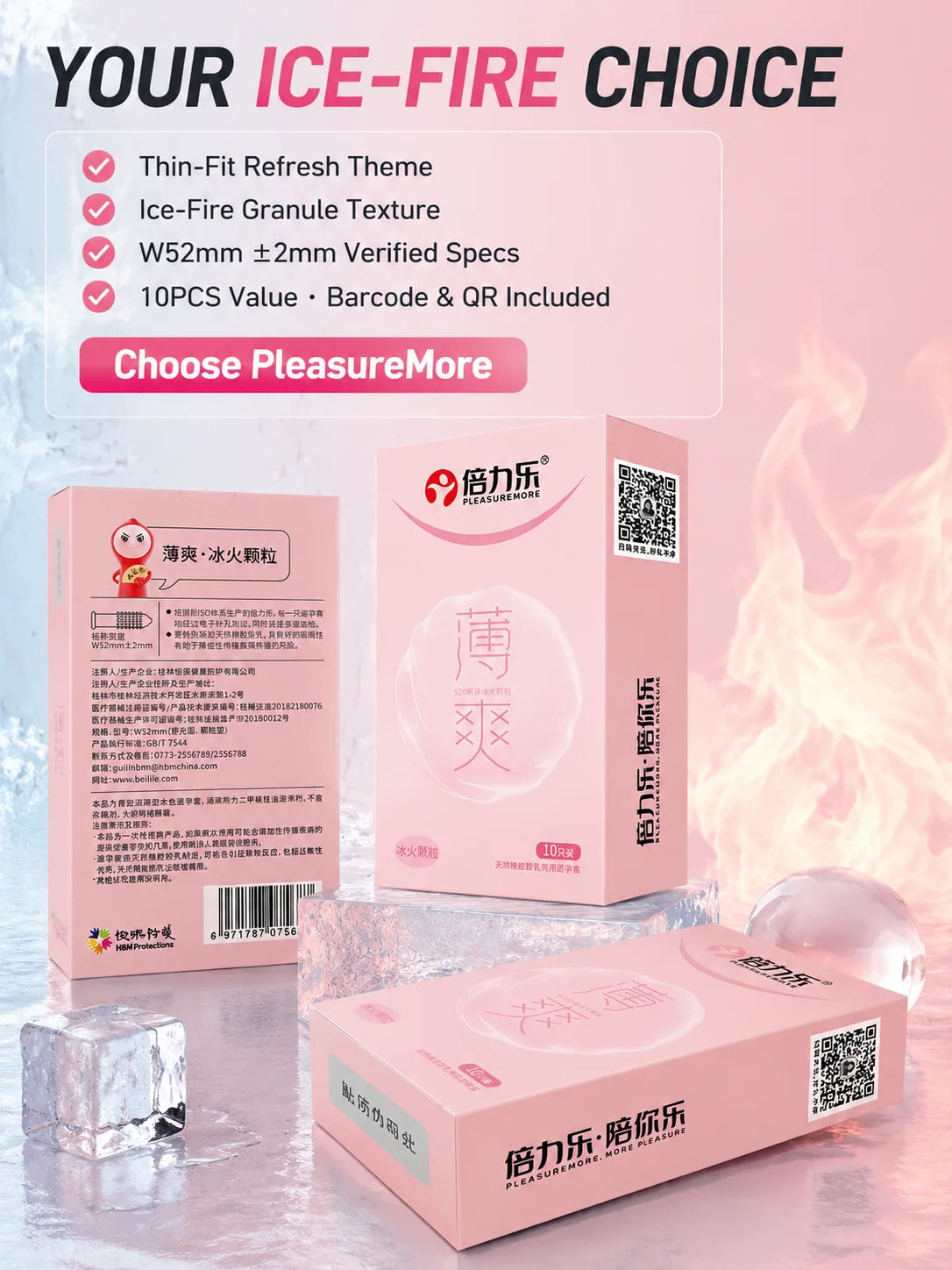 Hot & Cool Sensation Condoms 520 Bouncing Dots Natural Latex Lubricated 10pcs-50pcs Men Extra Stimulation Silky Touch Beilile