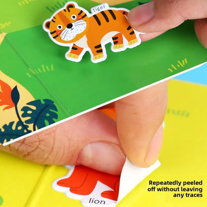 Reusable Bubble Sticker Book for Kids - Multi-Themed Educational Learning Activities, Washable & Safe Toddler Stickers