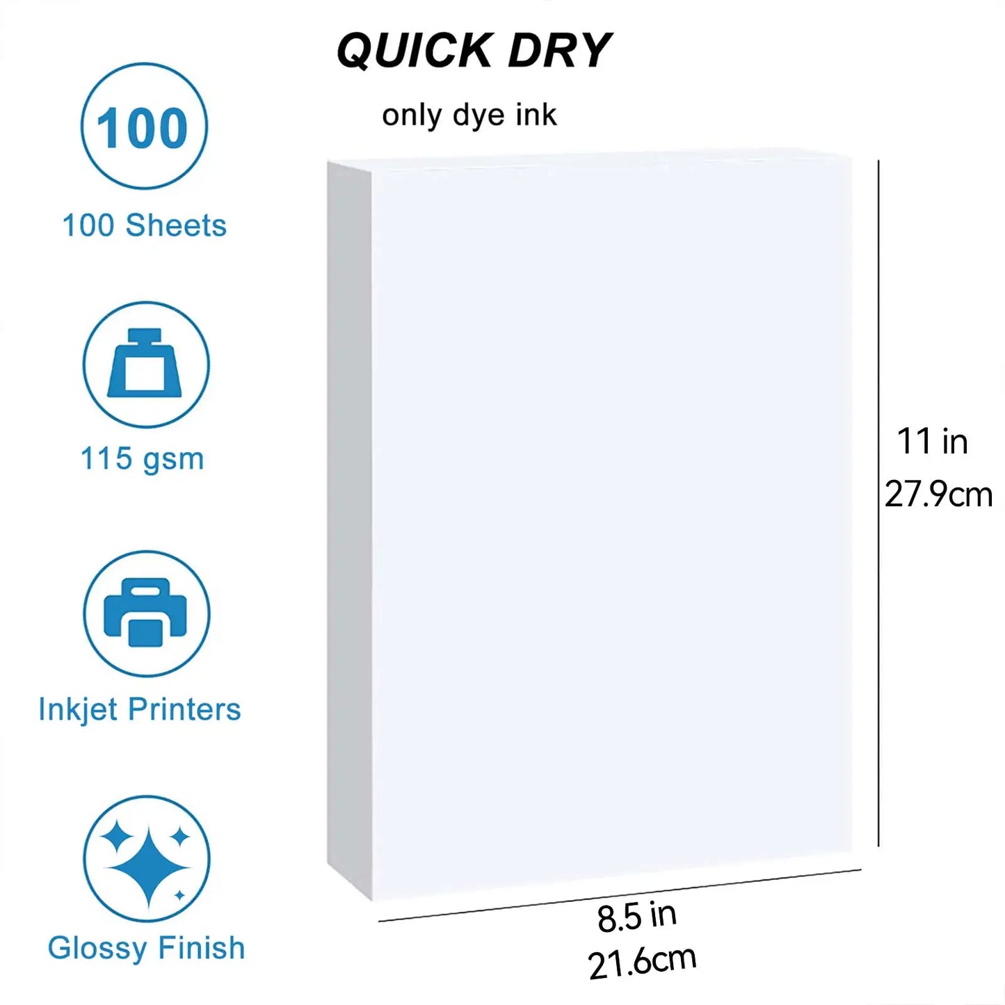 100 Sheets A4 Printable Single Side Photo Paper for Inkjet Printer, Bright Color, Suitable for Photography, Family, Festivals