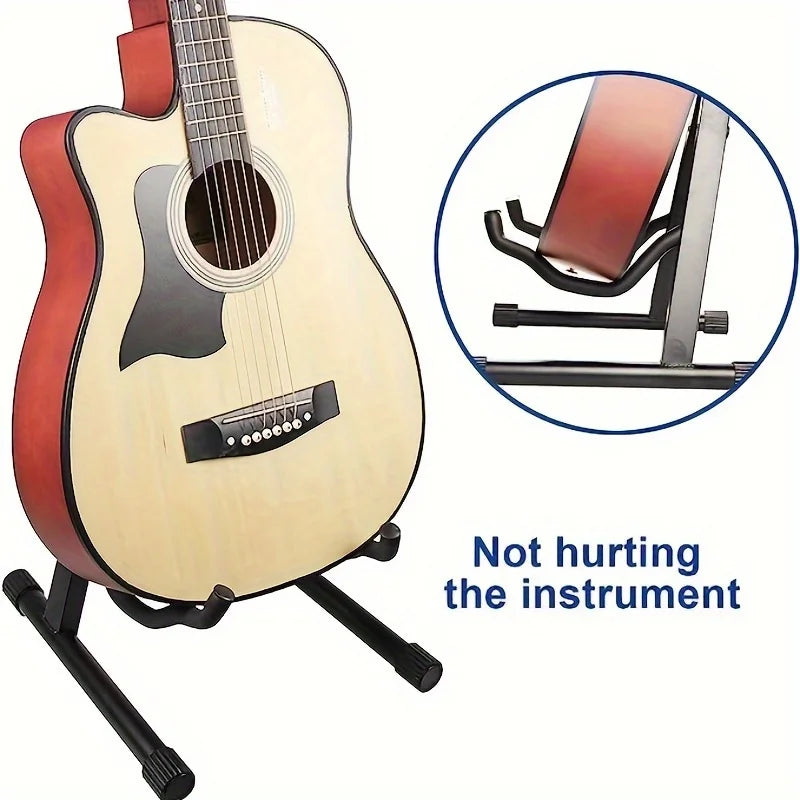 A-Frame Metal Guitar Stand Foldable Floor Stand for Acoustic Electric Guitar Bass, Stable Portable Music Instrument Holder