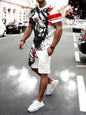 Hot Selling Men's Breathable Casual Short-Sleeved Shorts Set 3D Printed Outdoor Urban Street Top Shorts Casual Two-Piece Set