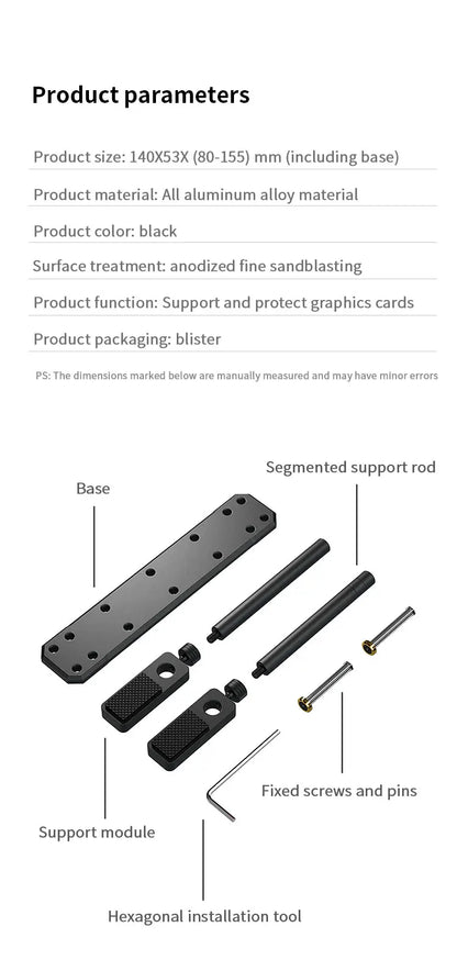 TEUCER VC-3 Dual Pillar Graphics Video Card Bracket PC Case DIY Accessories Aluminum Alloy GPU Support Bracket For 12/14cm Fan