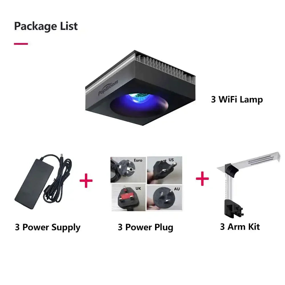 PopBloom RL90 WiFi Reef Aquarium Light 100W, Professional Marine Aquarium LED Full Spectrum for Reef Coral SPS/LPS Fish Tank LED