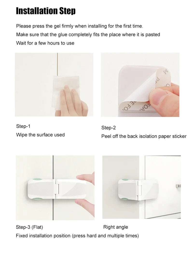 White Drawer Lock Baby Safety Protection Double Use Right Angle Cabinet Door Locks Kids Protector Multi-Function Plastic Buckle