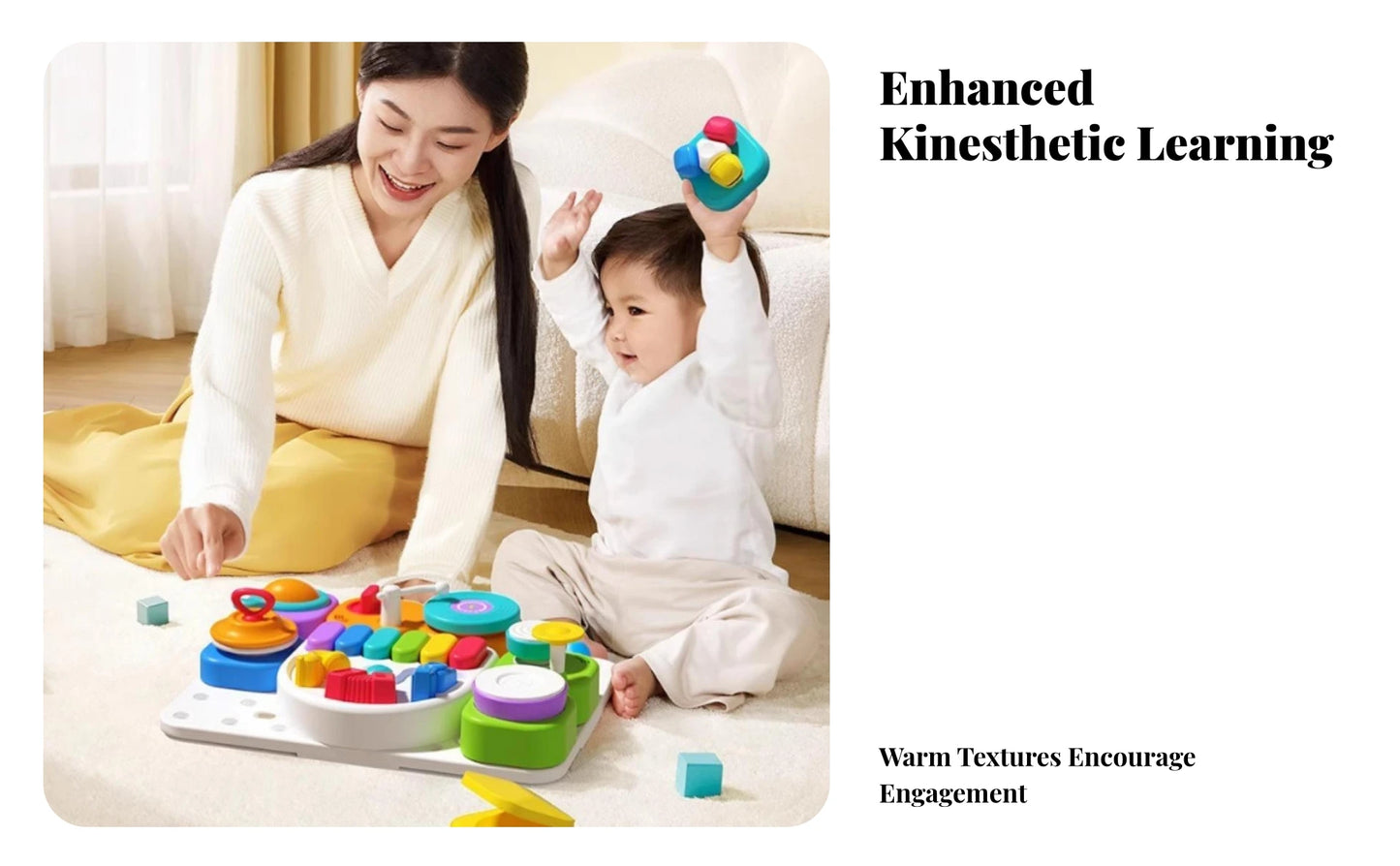 Musical Busy Board with Stand Fine Motor 7-in-1 Musical Toy Board Detachable Portable for Toddlers, Playroom, Nursery
