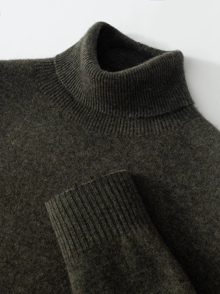 Men's Turtleneck 100% Cashmere Sweater Autumn Winter Basic Long Sleeve Pullover Cashmere Knitwear Soft Warm Comfy Clothing