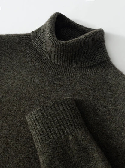 Men's Turtleneck 100% Cashmere Sweater Autumn Winter Basic Long Sleeve Pullover Cashmere Knitwear Soft Warm Comfy Clothing