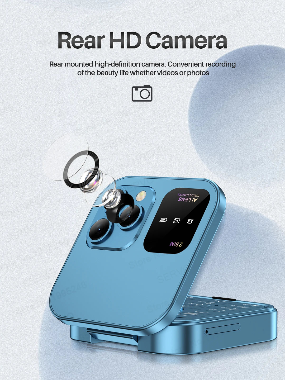 SERVO 2025 New Mini Flip Mobile Phone FM Radio Magic Voice Blacklist Speed Dial Vibration 2SIM Card Small Display Foldable Phone