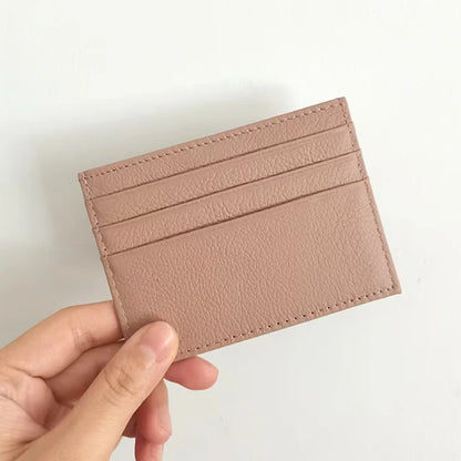 Custom Company Logo Cowhide Card Holder Woman Man Fashion Slim Mini Card Bag Genuine Leather Engrave Name Luxury Casual Purse
